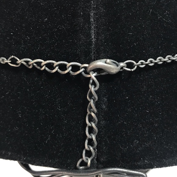 Retro Cobalt Blue Silver Tone Metal Floral Victorian Style Bridal Necklace - Picture 7 of 8